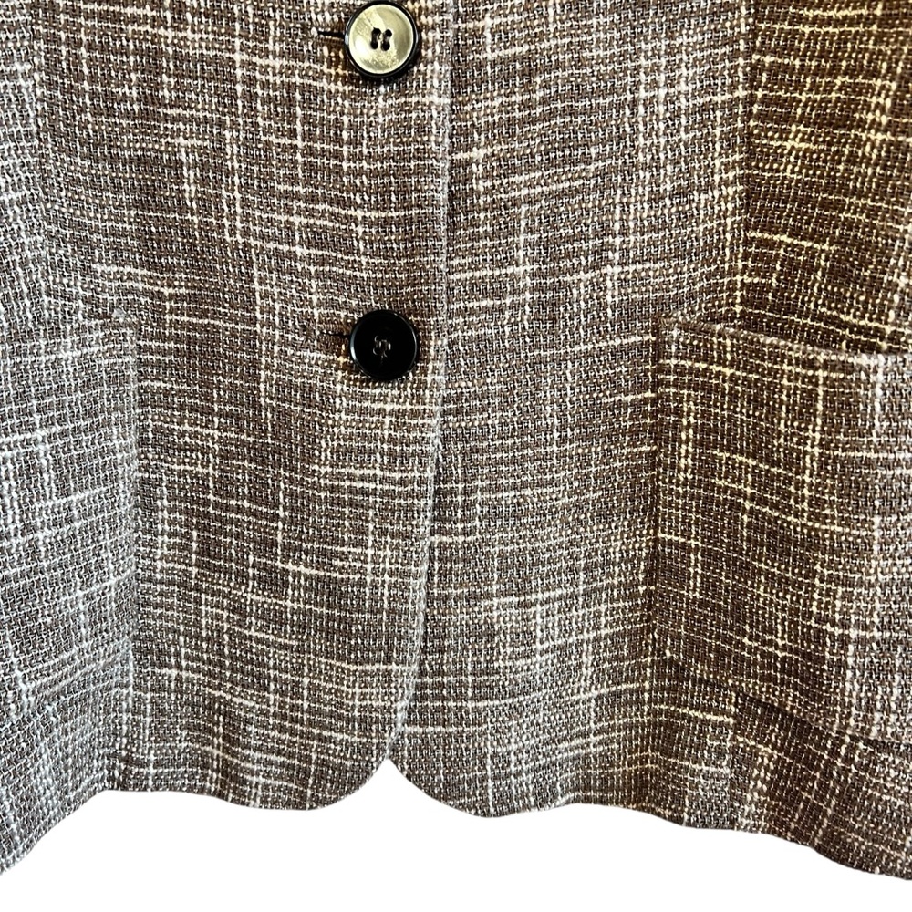 Maxmara woven cotton blazer with leather accents size 12 excellent condition - Picture 7 of 14